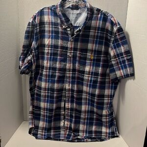 blue plaid size XL polo shirt sku:B17